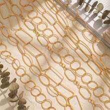 1m 304 Stainless Steel 18K Gold Plated Mixed Paperclip Chain, Oval And Rectangular Links Suitable For DIY Jewelry Making - Chain - View 2