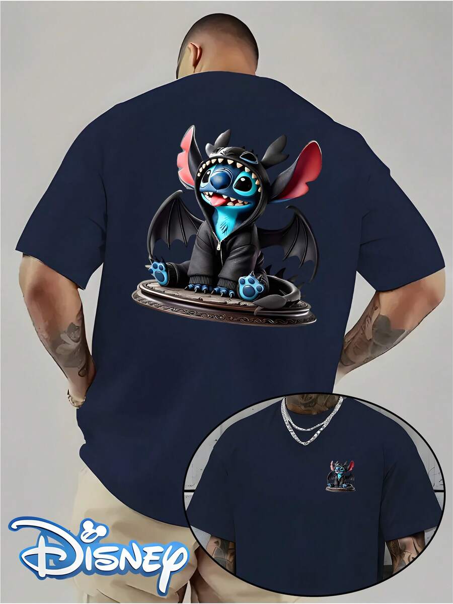 Disney Lilo & Stitch Toothless Cosplay Graphic PrintMade From Soft, Comfortable, And Durable Pure Cotton, This Is An Ideal Choice For Spring And Summer. This Crew Neck T-Shirt Is Suitable For Various Occasions, Including Everyday Wear, Shopping, Parties, Travel, And Gatherings, And Also Makes A Thoughtful Gift. - màu đen - Xem 1