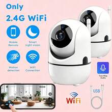 1-2pcs 1080P HD Camera, Home/Pet Monitoring Camera, With Mobile App, WiFi Camera, Suitable For Home Security, Two-Way Audio, Motion Detection, Person Tracking, Security Surveillance Camera - White - View 2