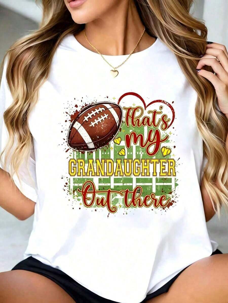 Camisetas Casuales Unisex Premium Lindas 100% Algodón con Estampado "Esa es mi nieta jugando sóftbol, abuela", Camiseta Negra, Tops de Primavera para Mujer - Blanco 4 - Ver 1