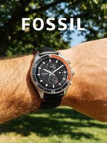 Fossil 男士石英皮革三针腕表，不锈钢表壳/防刮玻璃 CH2953 - 黑色 - 查看 4