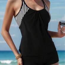 New Printed Tankini With Shorts, Conservative Two-Piece Bikini For Women - JY959BK - 查看 5