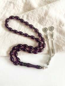 1 chuỗi hạt cầu nguyện Hồi giáo 33 hạt Tasbih Misbaha có tua hợp kim, chuỗi hạt cầu nguyện Tesbih dùng trong tôn giáo và mang theo hàng ngày, chuỗi hạt cầu nguyện cầm tay. - Nhiều màu - Xem 3