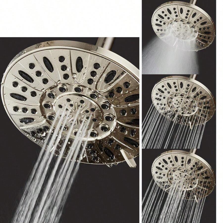 AquaDance Brushed Nickel High Pressure 6-Setting Rain Shower - Angle Adjustable, Anti-Clog Showerhead Jets, Installation-USA Standard Certified-Top U. S. - 1.8 GPM - 1,8 gallon mỗi phút + mạ niken mờ - Xem 1