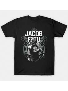 Men's Retro Unisex T-Shirt, Casual Printed Design, Casual Collar, Anime Print, Jacob Fatou Wrestling Retro T-Shirt With 3D Easter Design - Black And White Design, Breathable And Lightweight T-Shirt, Casual Summer Top, Suitable For House Parties And Travel. - 黑色 - 查看 1
