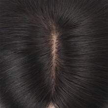 Elegant Women's Straight Human Hair Topper - Seamless, Full Volume For Covering White & Adding Extra Hair - Natural Black - View 2