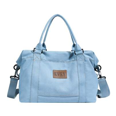 American Street  One-Shoulder Messenger Bag Large-Capacity Casual Portable Travel Bag Ladies Denim Bag