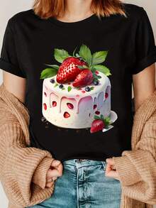 Camiseta Estampada de , Estilo Y2k, Camiseta para Amantes de Postres, Camiseta de Repostería, Regalo para Amantes de - Negro - Ver 6