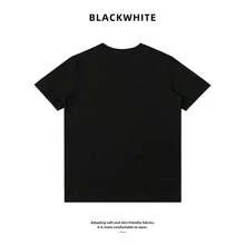 Women's Summer Outfits, Short Sleeve T-Shirt With Feminine Print, Sweet And Fresh Style, Casual, Thick Cotton, 100% Cotton - 黑色 - 查看 5