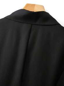 CURVE Blusa de manga de pétalo con lazo decorativo, casual/para el trabajo, talla grande de verano - Negro - Ver 6