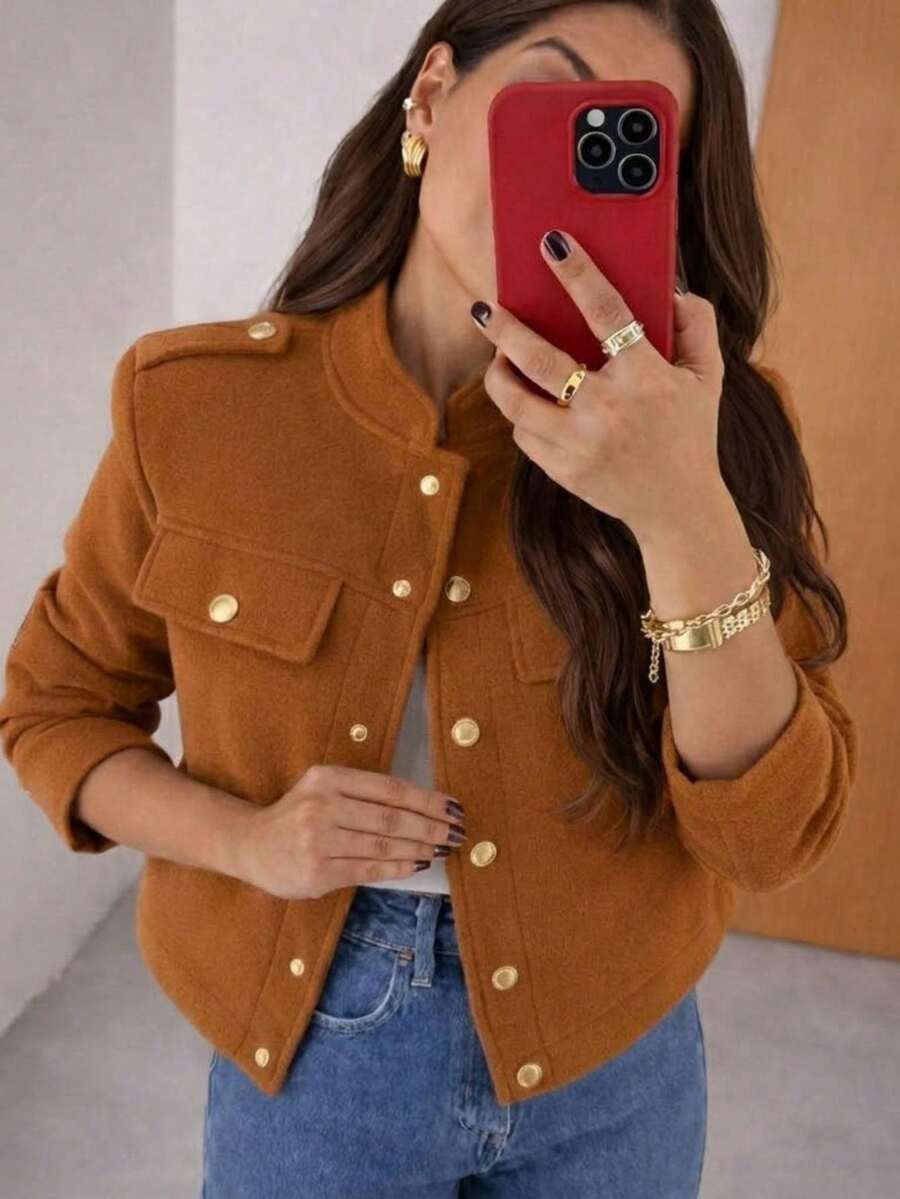 Warm Wool Coat Jacket | Stylish And Elegant Women's Jacket - 淺焦糖色 - 查看 1