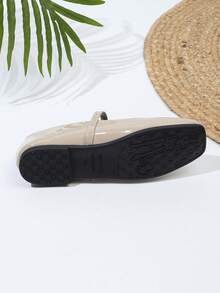 Versatile Minimalist Mary Jane Flat Shoes For Women - Apricot - View 7