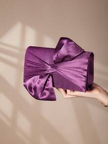 Satin Butterfly Shaped Clutch Bag, Suitable For Balls And Formal Occasions - Purple - View 3