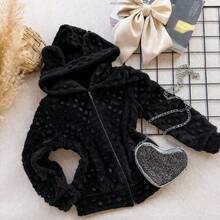 Children's Hooded Jacket With Ears - Cold Weather Fashion Blogger Autumn Winter - Negro - Ver 1