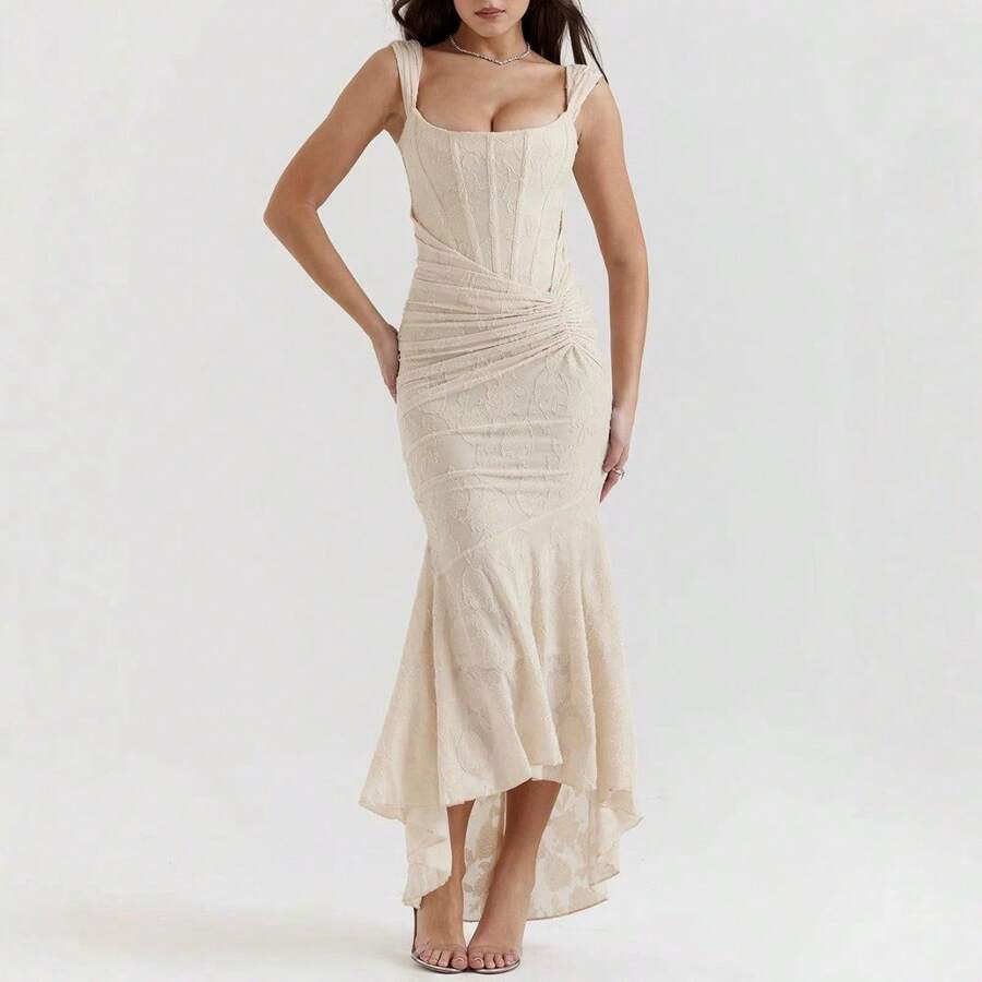Solid Color Party Dress, Low Neck, Sleeveless, Elegant Fitted Cut, New Spring-Summer Collection For Women - 白色 - View 1
