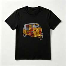 Tuk-Tuk de Letras Playera de Algodón Negro Creativa Colorida - Negro - Ver 1