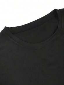 Short-Sleeved T-Shirt With A Round Neck And Dirty Harry Print, Black, With A Simple Design, Basic Everyday Style, Urban Vintage Style, Unisex, Loose Fit, Cotton. Women's Blouses. Casual Blouses For Women.  Print. Printed T-Shirt.  Print. - 黑色 2 - 查看 3