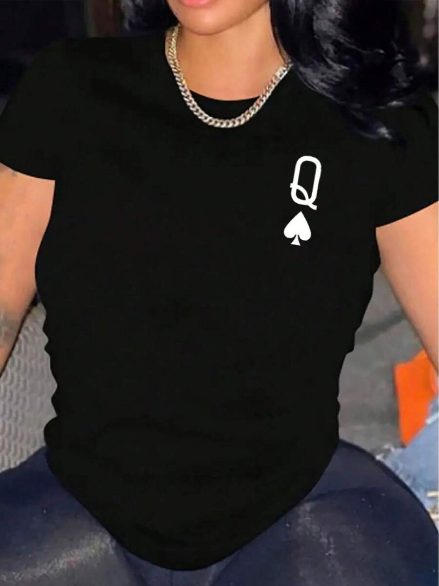 1 Women's Casual Short Sleeve T-Shirt, 100% Thick Cotton - Comfortable, Soft And Pretty Round Neck, 180g 100% Cotton. - 黑色 - 查看 1