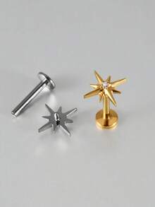 1PC G23 Titanium Zirconia Piercing Hoop Titanium Hinged Clicker Ring Septum Ring Hexagram CZ Labret Ring Ear Tragus Helix Cartilage Piercing - Như thể hiện trong hình ảnh - Xem 5