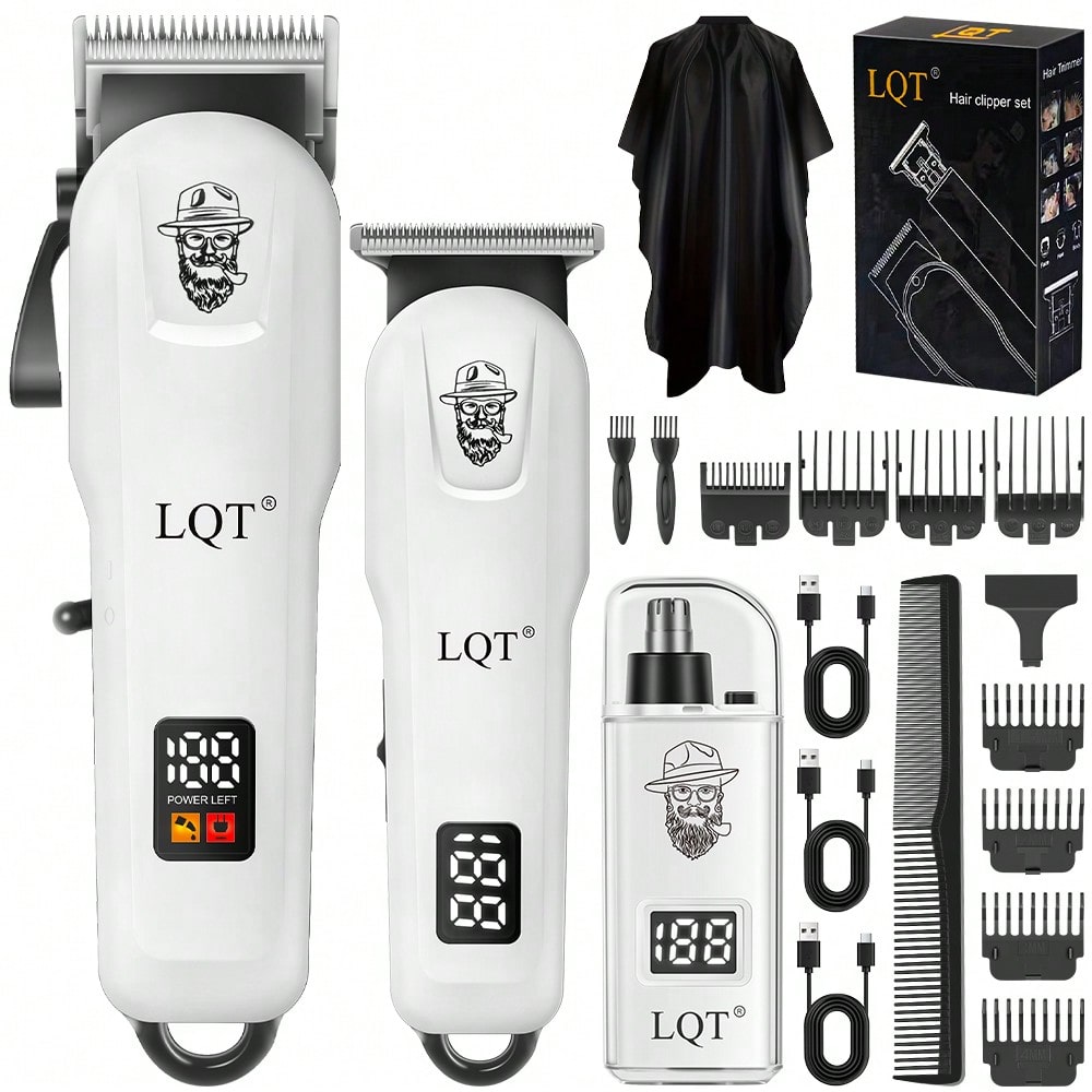 Set de 3 piezas Juego de aseo recargable - Cortadora de cabello, Recortadora de barba y Recortadora de vello nasal, Herramienta de aseo multifuncional