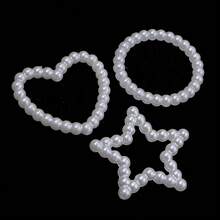 30pcs/Pack ABS Faux Pearl Hollow Ring Loose Beads, Heart Star Round Phone Case Decoration Nail Art Beads, Suitable For Beaded Pen Earrings Bracelet Necklace Phone Chain DIY 3D Floral Garland Beads - White - View 7