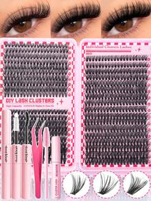 Mixed Lash DIY False Eyelash Set - D-Curl Voluminous, Multiple Styles (Natural/Dramatic/Daily/Cosplay), Suitable For Beginners, Fluffy & Full, Waterproof, Includes Large Capacity Lash Guide Book - Nhiều màu - Xem 11