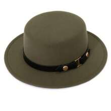 1pc Elegant Wool Felt Hat, Suitable For Summer Beach, Women's Daily And Holiday Outfits, Decorated With Round Rivets And Symmetrical Belt, A Decorative Western Cowboy Hat - Solid Color - View 15