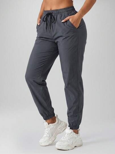 CZRLHYT Women's Drawstring Waist Khaki Pants, Lightweight Breathable Cuffed Design, Versatile For Daily, Outdoor Sports And Casual Occasions