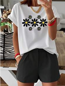Women's San Francisco Print T-Shirt, Casual Short Sleeve Top For Women, Comfortable Fit, Ideal For Matching With Friends, Essential For Outdoor Travel, Women's T-Shirt, Spring/Summer T-Shirt. - 白色 - 查看 1