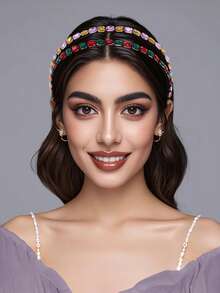 1pc Silver Women's Headpiece,Rhinestone Headband,Luxury Headband,Bridal Headpiece,Wedding Hair Accessories,Women's Accessories,Summer Hair Accessories - Multicolor - View 4