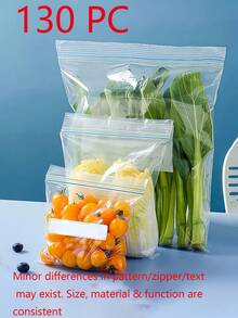 20/65/130 Unidades Sacos Zip Lock Transparentes, Sacos de Armazenamento de Alimentos Reselháveis, Sacos de Vedação Reutilizáveis para Cozinha para Biscoitos, Doces, Lanches, Frutas Secas, Grãos, Especiarias, Recipientes de Alimentos à Prova de Vazamento, Acessórios de Cozinha, Cor do Zíper e Padrão Aleatória, Suprimentos de Volta às Aulas - Multicolorido - Visão 12