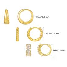 3 Pairs Earrings Set Minimalist Hoop Earrings For Women Dainty Stackable Huggie Earrings Everyday Jewelry - TZ534 - View 2
