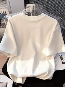 | Exquisite Design | Loose And Comfortable | Easy To Match | Women's Casual Short-Sleeve T-Shirt, Y2K Style - Cartoon Cat Print With The Phrase "Bored Of Life", Pure Cotton Fabric, Loose Fit, Urban Sporty Style, Suitable For Regular Summer Wear. - 白色 - 查看 2