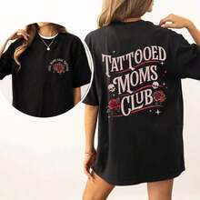 Vintage Tattooed Moms Club T-Shirt, Retro Graphic Tee For Cool Moms With Tattoos, Tattooed Moms Club T-Shirt, Funny Clothing For Tattooed Moms ZL8M - 黑色 - 查看 7