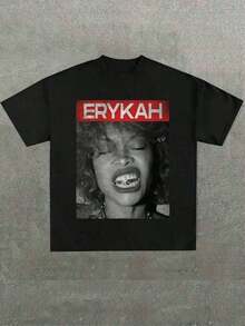 Break The System The Miseducation Of Lauryn Hill Plus Size Graphic T-Shirt, Apricot Color, Women's Summer Casual Printed T-Shirt, Ideal For Beach And Vacation, Crew Neck Loose Fit T-Shirt, 100% Cotton, Soft Fabric, Short Sleeve - 黑色 2 - 查看 6