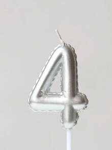 1pc Silver Floral Decorative Balloon Shaped Birthday Candle, Hand-Painted Birthday Number 0-9 Birthday Candle, Happy Birthday Cake Decoration, Birthday Party Decoration, Suitable For Birthday, Anniversary, Gender Reveal Party, Bachelorette Party, Graduation Ceremony - Silver - View 6