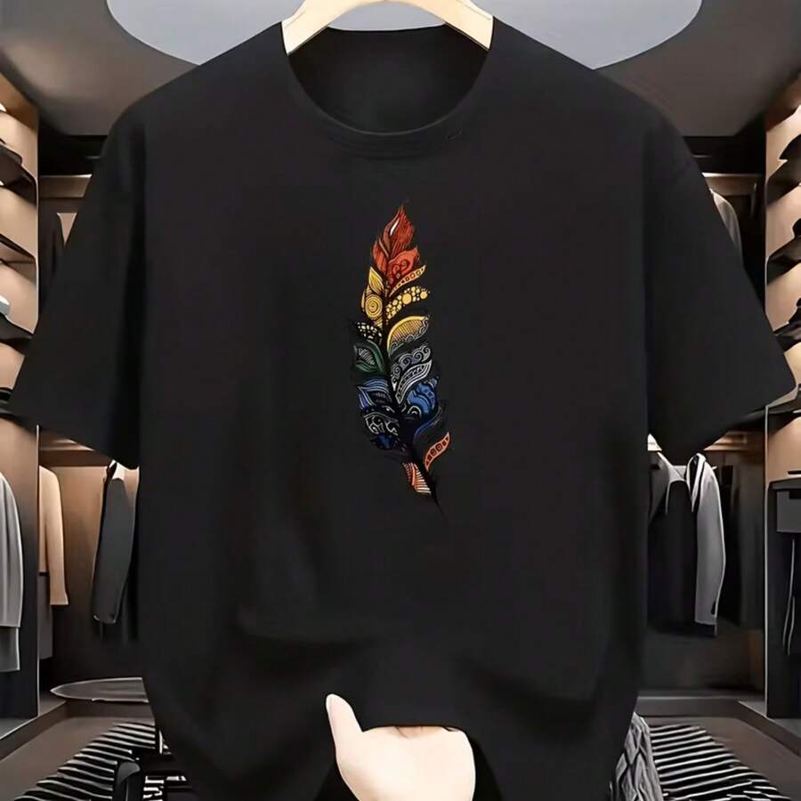 Printed T-Shirt For Men And Women - Black - View 1