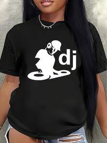 This Lightweight And Durable Short-Sleeved T-Shirt, Featuring A DJ Octopus Design, Is Perfect For Lounging At Home, Attending Parties, Or Going Out To Dinner, Offering A Comfortable Everyday Wear Experience. - 黑色 - 查看 7