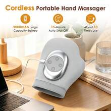 Hailicare Wireless Electric Hand Massager With Heating And Air Compression, 3 Modes, 3 Intensities, 3 Heating Levels, Suitable For Wrist, Finger And Palm Massage, Helps Relax Muscles - Light Grey - View 2