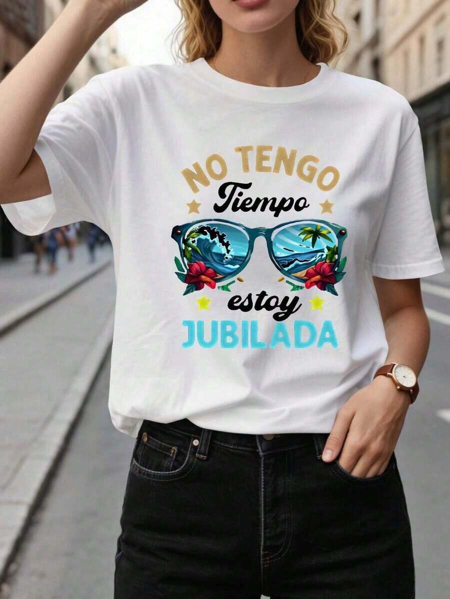 1 Pieza de Ropa de Otoño para Mujer, España, Frases de Jubilación, Gafas de Sol, Ola, Surf, Palma de Mano, Flores Rojas, Estrellas, Ropa Casual Deportiva de Cuello Redondo, Ropa Casual Diaria para Mujeres Jubiladas, Regalo de Navidad, Ropa de Navidad para Mujer, Ropa de Invierno para Mujerblusas para mujer>ropa - Blanco - Ver 1