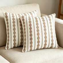 1pc Polyester Cotton Geometric Diamond Pattern Sofa Cushion Cover Without Insert (Suitable For Room Decoration, Living Room, Beach, Car, Party, Christmas, Daily Use, Etc.) - Light Brown - View 5