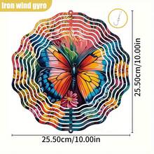 1个3D立体“彩色蝴蝶栖息于花丛中”风铃,尺寸10英寸*10英寸,带旋转挂钩,可360°DIY创意风铃装饰,耐用金属材质(不含吊坠),款式随机。 - A - 查看 3