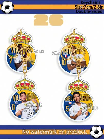 Ma/Drid Keychain, VINICIUS, BELLINGHAM, MBAPPE, Football Keychain, The World Cup Keychain, Bag Pendant, Car Pendant, Collection Pendant Ornament, Home Decor, Birthday Gift, Party Favor