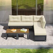 Multifunctional Garden Furniture Set With 3-Position Adjustable Backrest And Reclining Function, Thick And Comfortable Cushions, Storage Space And Weather-Resistant Polyester Cover – For Patio, Balcony And Garden. Beige - 米色 - 查看 5