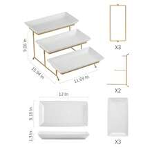 YHOSSEUN - Bandeja grande para servir de 3 niveles con soporte para servir, platos para servir para recibir invitados, adecuada para exhibir mesas de postres, suministros de catering, 30 cm, oro - Soporte dorado - Ver 3