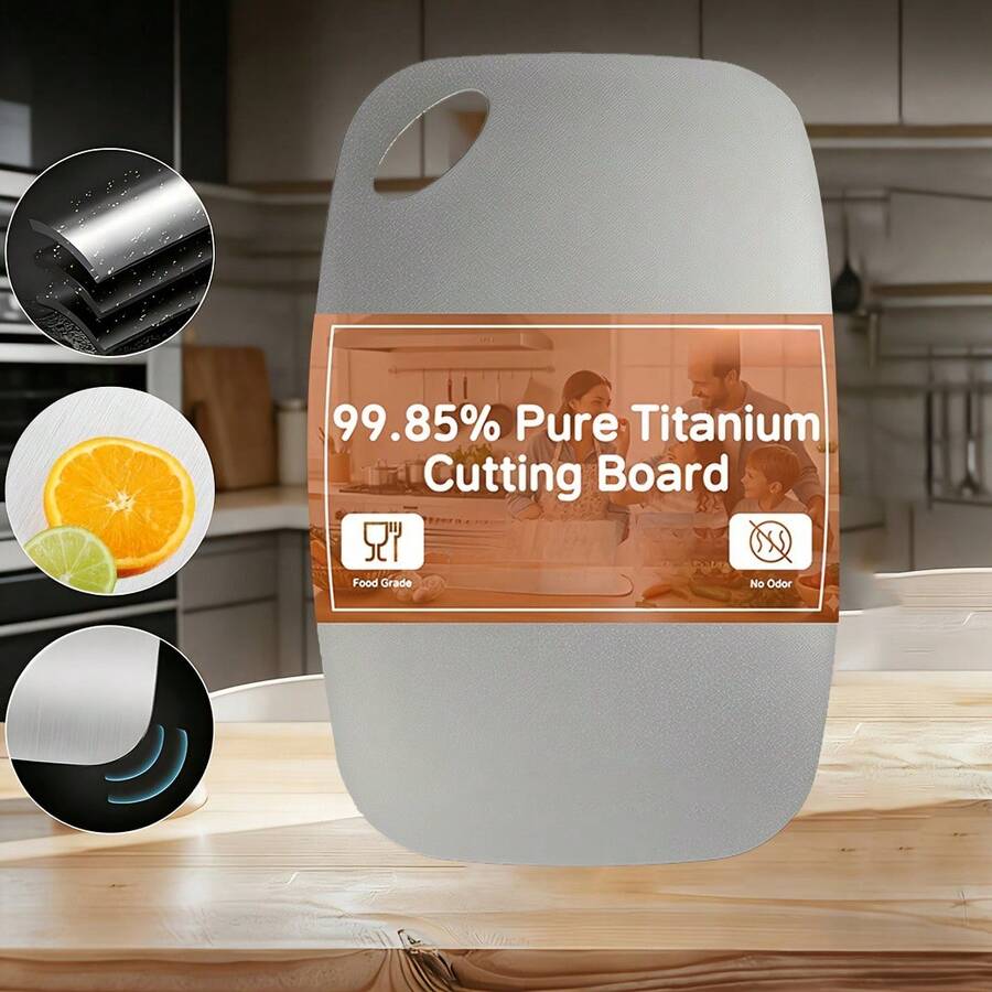 CINEYO 1pc Pure Titanium Cutting Board - Perforated Kitchen Cutting Board, Schneidebrett, Multiple Sizes In Silver Color, Chopping Board, Suitable For Cutting Meat, Vegetables, Fruits, Kitchen Accessories, Grill Accessories, Chopping Board, Barbecue