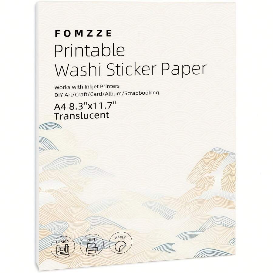 Fomzze 20张和纸贴纸，自粘白色可打印多用途复印纸，适用于DIY艺术/工艺/卡片/相册/剪贴簿，兼容喷墨打印机