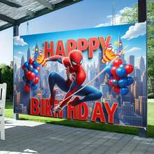 1 tapiz M-arvel S araña-Man, linda decoración de pared estilo ciudad de dibujos animados en 3D, arte colgante de cielo azul brillante y nubes, perfecto para dormitorio, sala de estar, residencia estudiantil, apartamento, estudio, fondo para fiestas, decoración de habitaciones con temática de cómics y superhéroes, agrega un ambiente heroico y caprichoso a cualquier espacio habitable, ideal para sesiones de fotos y espacios de fans. - Multicolor - Ver 2