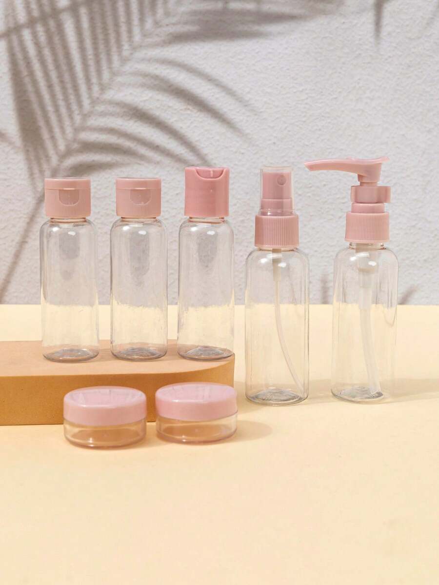 3件套随机粉色（2个60毫升按压瓶，3个40毫升翻盖喷雾瓶，2个眼霜罐） - 粉色 - 查看 1