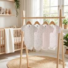KIWI BABIDU Pack Of 4 Short-Sleeve Baby Bodysuits, Soft And Breathable Cotton For Sensitive Skin, Unisex Newborn Bodysuit For Boys And Girls, First Outfit And Everyday Use, Baby Clothes 3 Months - Model 8 - View 7
